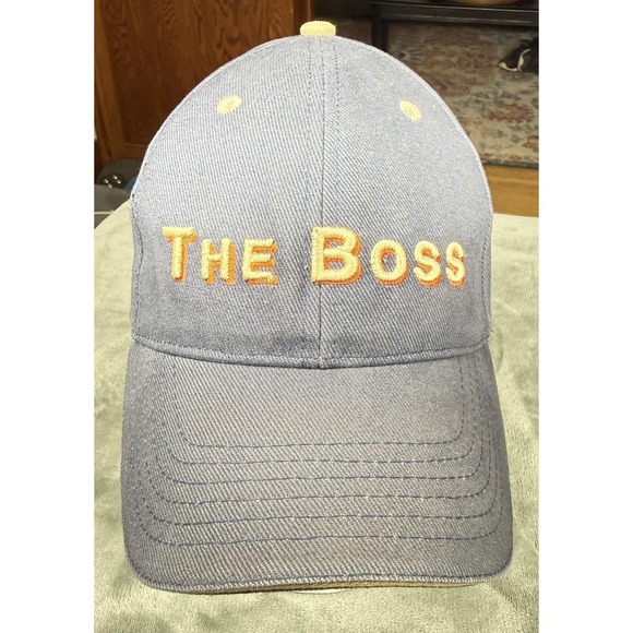 The Boss Hat CF‎ Headwear Cap Strap Back Mens One Size Blue Novartis Embroidered